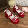 Scarpe Donna Carine alla Moda 2026 Autunno Nuove Scarpe da Donna con Fiocco Tacco Spesso Tacchi Alti Semplici Versatili Scarpe Mary Jane da Donna Zapatos