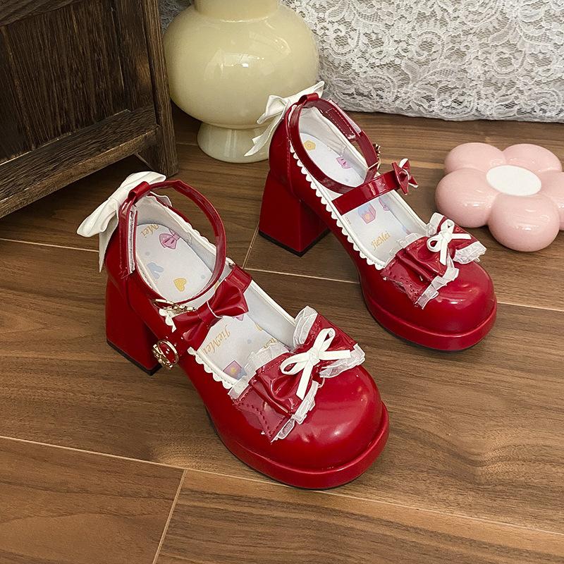 Scarpe Donna Carine alla Moda 2026 Autunno Nuove Scarpe da Donna con Fiocco Tacco Spesso Tacchi Alti Semplici Versatili Scarpe Mary Jane da Donna Zapatos