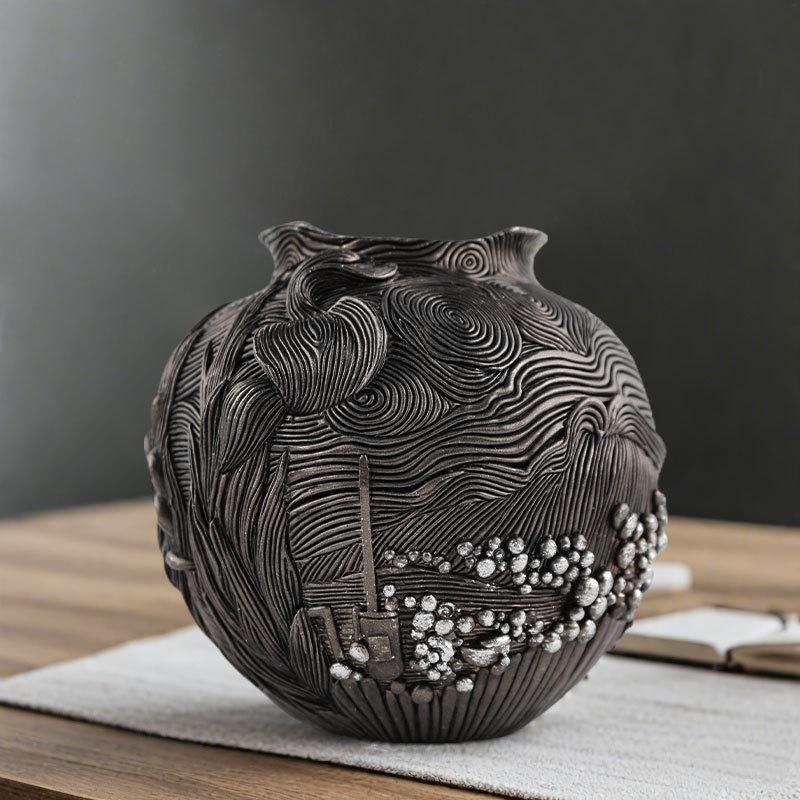 

Nordic Style Home Decor Flower Pot Van Gogh Starry Night Print Resin Planters Modern Art Vase Living Room Desk Decoration