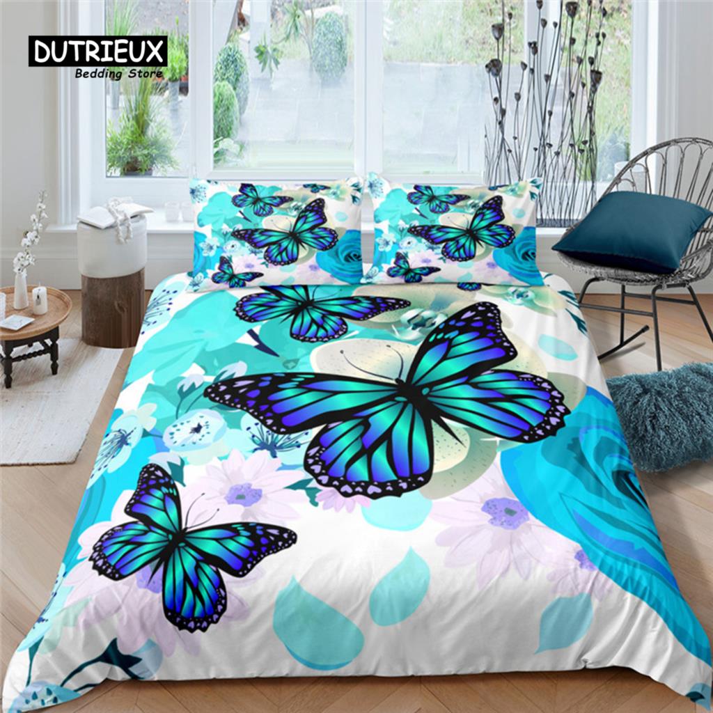 Home Living Luxury 3D Butterfly Bedding Set Comfortable Duvet Cover Set Kids Bedding Set Queen and King EU/US/AU/UK Size