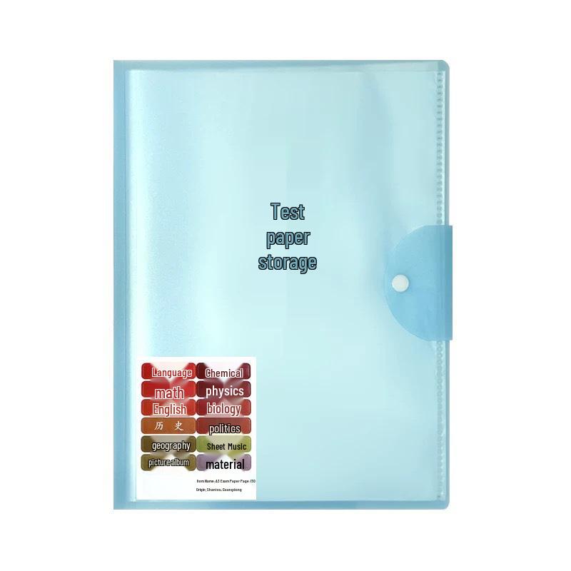 Back-to-School A3 Exam Paper Storage Bag - Multi-layer Plastic Folder & Art Album Clip