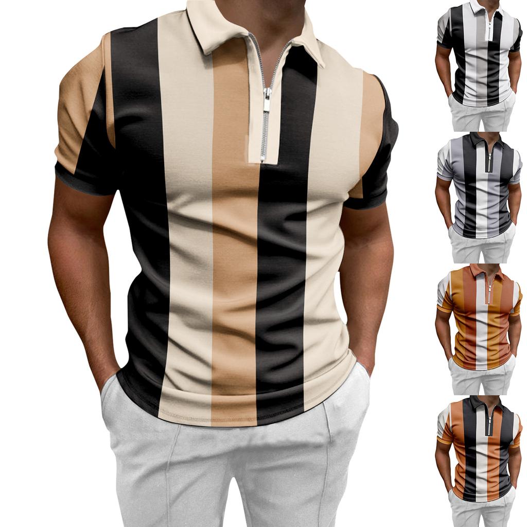 Striped Printed Casual Men's Short Sleeved Shirt