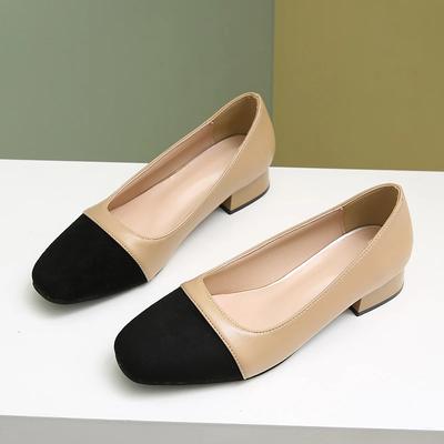 2024 New Fashion Color Matching Women's Shoes Comfortable Shallow Mouth Square Toe Comfortable Spring and Autumn Zapatos Mujer
