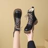 Women’s Winter Boots Casual Short Motorcycle Boots Street Style Black Warm Ankle Boots with Fur Plus Size