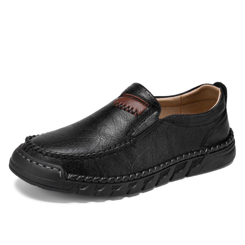 Men's Fall Leather Slip-On Loafers - Large Size Casual Driving Shoes