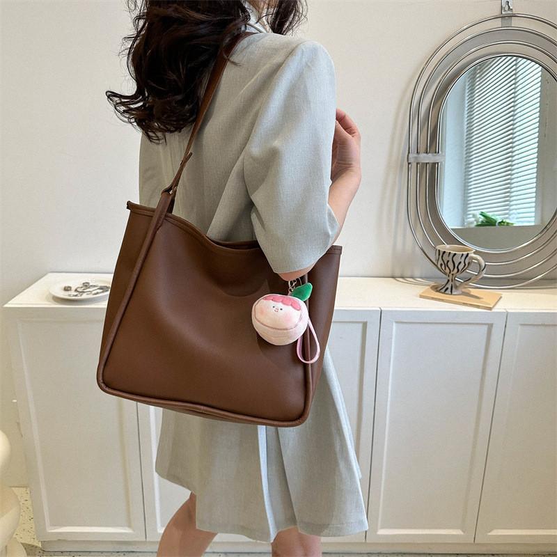 Stylish Pink Pu Tote Bag For Women Perfect For Casual Autumn Commute With Large Capacity