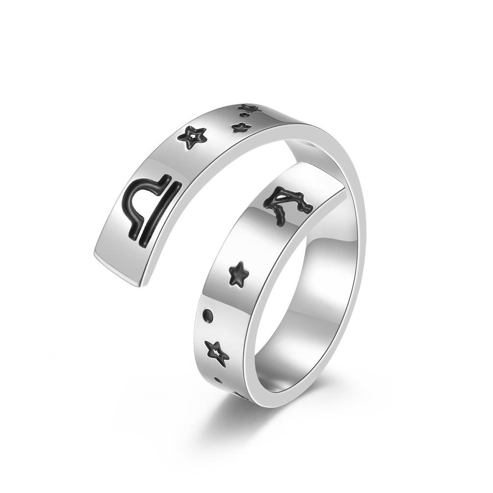Neutral Cold Wind Twelve Constellations Adjustable Opening Titanium Steel Ring Stainless Steel Ring