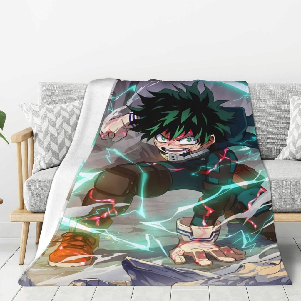 My H-hero Academia Cartoon Printed Blanket Warm Flannel Blankets Soft and Comfortable Blanket Home Travel Blanket Birthday Gift