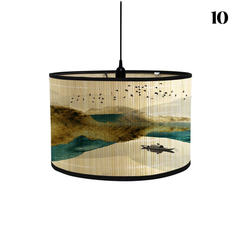 Chinese Retro Style Handmade Bamboo Lamp Shade  Flower Print Lampshade Home Decor Chandelier E27 Lampshade Crafts
