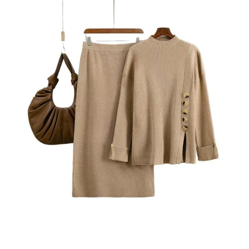 Fashion New Knitwear Skirt Suit Knitted Sweater and Skirt Suit Set