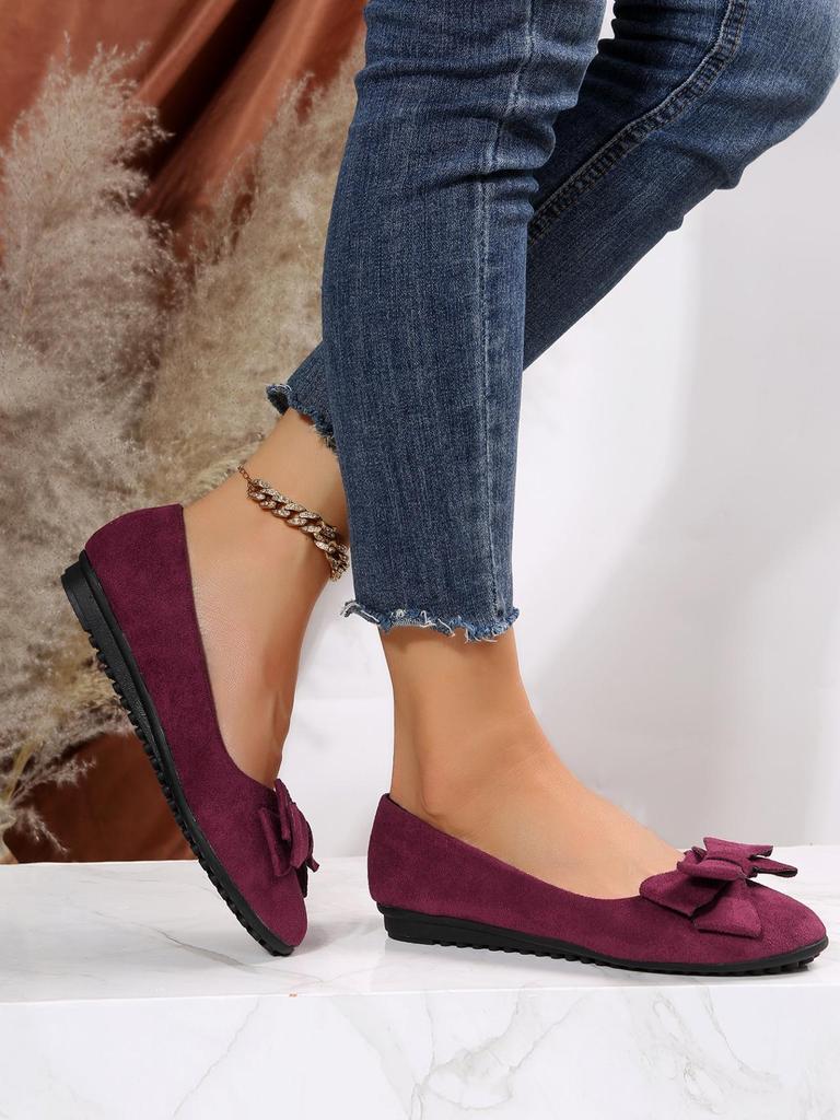 Mocasini de damă ușori mărime mare cu talpă moale și fundă - Pantofi confortabili antiderapanți pentru primăvara și toamna 2025