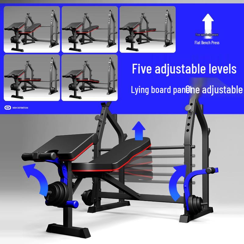 Multifunctional Folding Bench Press Rack & Barbell Set for Home Fitness
