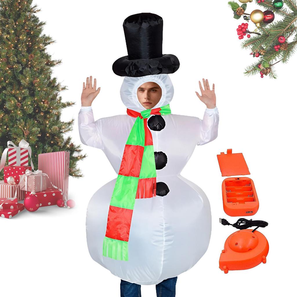 Inflatable Snowman Costume Christmas Inflatable Costume Seasonal Blow Up Snowman Suit for Holiday Gathering Cosplay Carnival