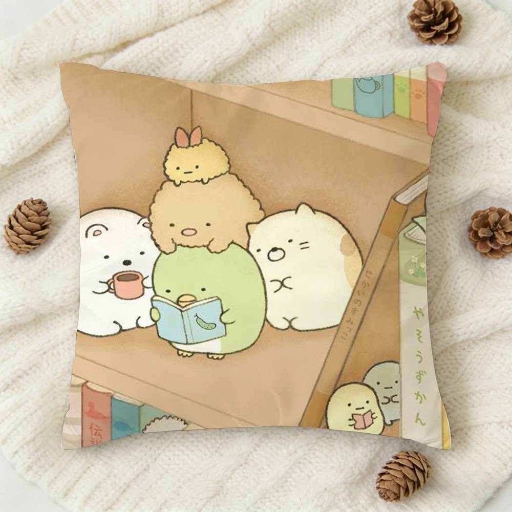 S-Sumikko Gurashi C-Colorfu Double-Sided Printed Square Decorative Cushion Cover For Sofa Living Room Home Decor