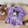 Sanrio Summer Baby Girls  Clothes Set Kid Children Cute Kuromi Printed Short Sleeve T-shirts Top and Shorts Suit