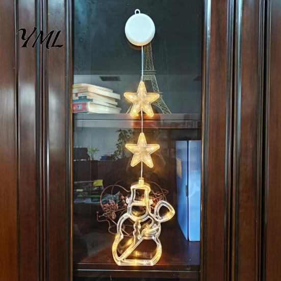 LED Window Decoration Star Moon Hanging Light, Warm String Lights, Christmas Tree Pendant Decorations Decorative Atmosphere Lamp for Home Holiday