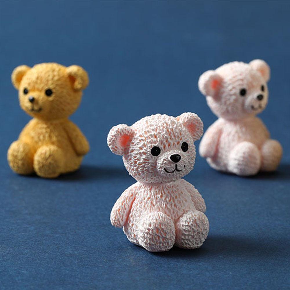 Mini Cartoon Animal Statue Funny Bear Ornament Creative Miniature Bear Figurines  Birthday Cake