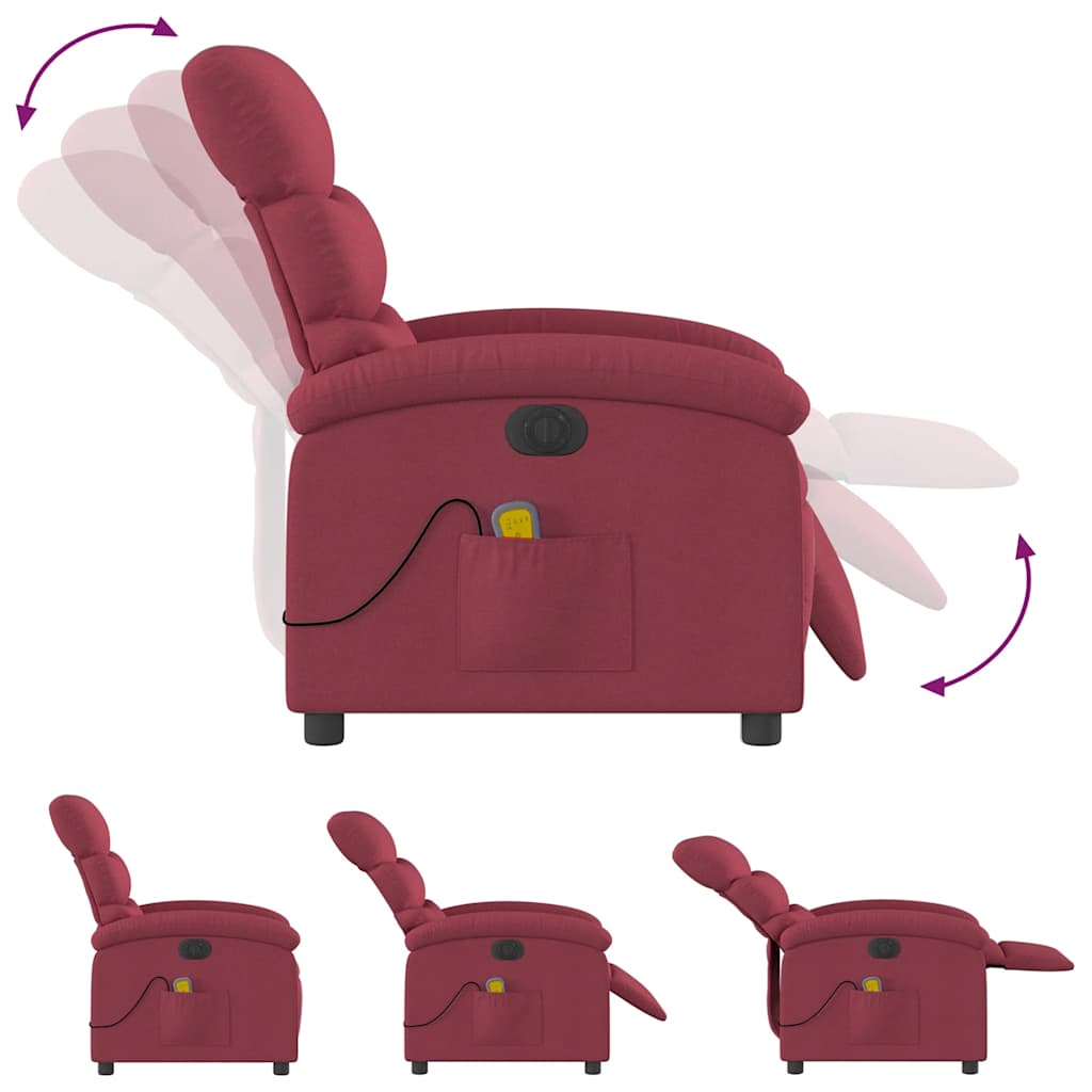 Electric Massage Chair Burgundy Fabric
