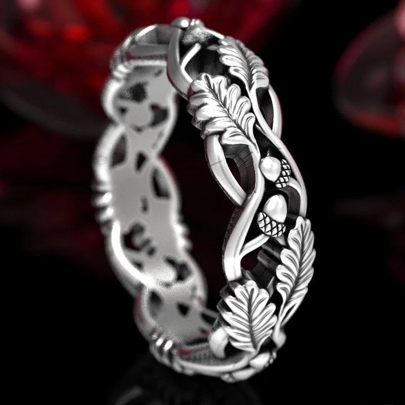 Huajie Thorny Retro Alloy Ring - Creative, Stylish, Literary Forest Design