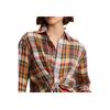 Polo Ralph Lauren SS23 Kariertes Einreihiges Lockeres Langarmhemd Damen Hemden Rot WMPOSHTNDO20333-RD