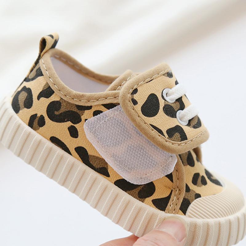 Children Leopard Canvas Shoes Toddler Infant Boy Sneakers Girl Candy Color Casual Shoes Baby Kids Breathable Soft Leisure Shoes