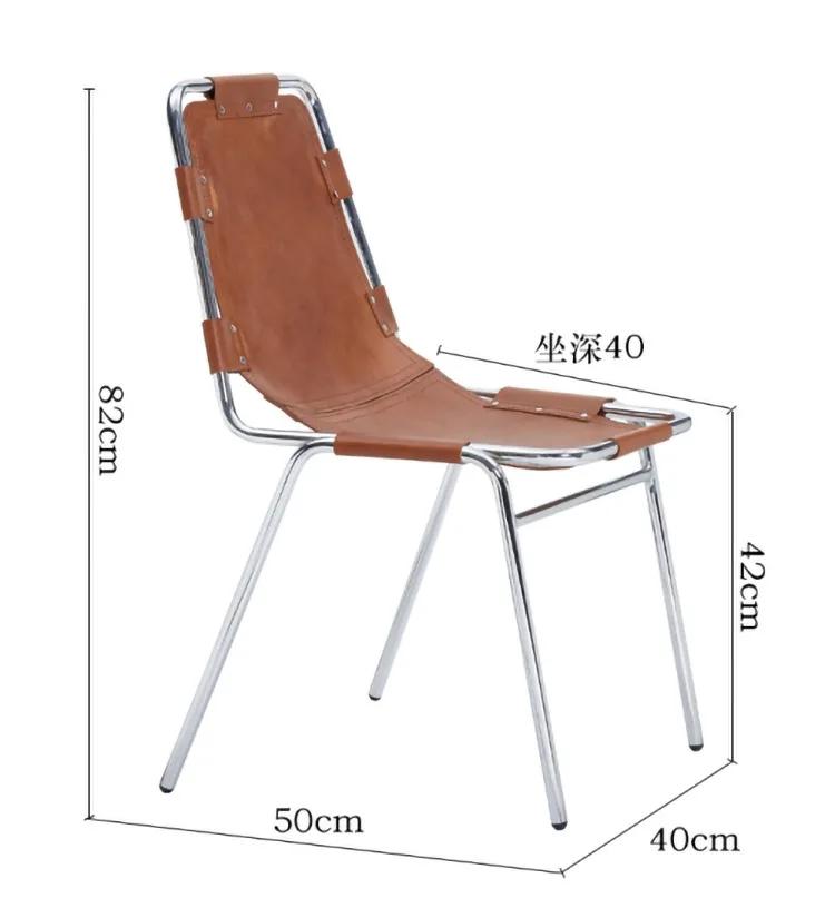 Medieval Italian First Layer Leather Ins Dining Chair Industrial Style Design Backrest Guest House Vintage Chair