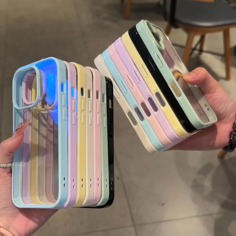 Luxury Clear Candy Color Phone Case For iPhone 17 16 15 14 13 12 11 Pro Max Plus 16E Shockproof Bumper Protective Cases Cover