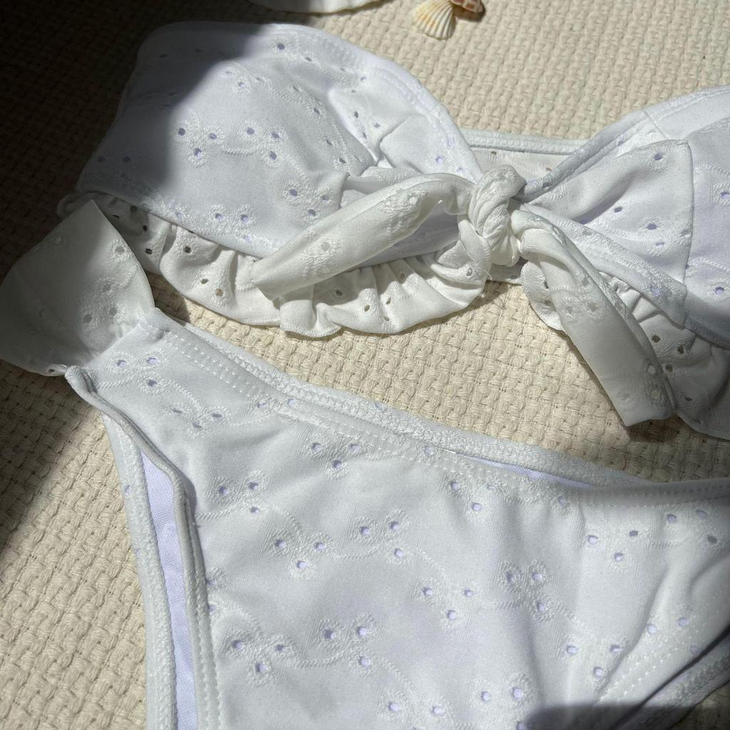 2025 Euro-Amerika Floral Bandeau Split Bikini Bademode