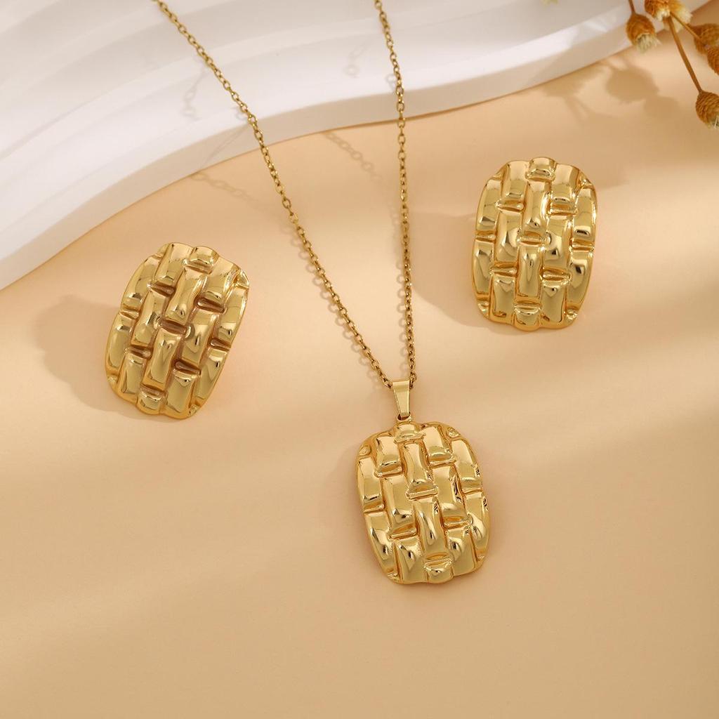 Luxury Geometric Leaf & Flower Earrings Necklace Set