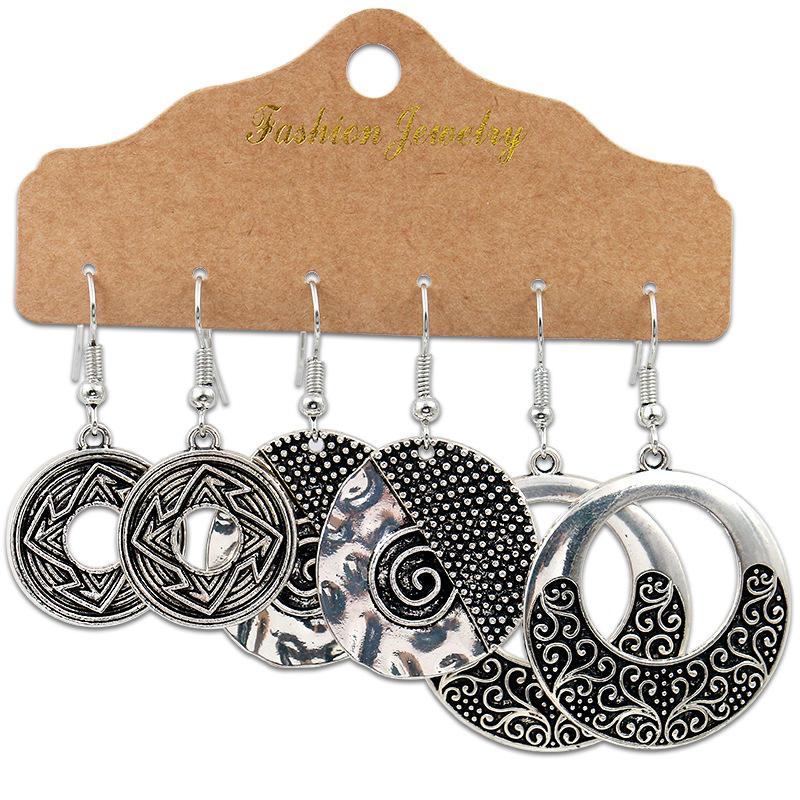 Antique Sliver-Plated Hollow Alloy Geometric Dangle Indian Earrings For Women Gypsy Zircon Boho Ethnic Leaf Bell Tassel Earring
