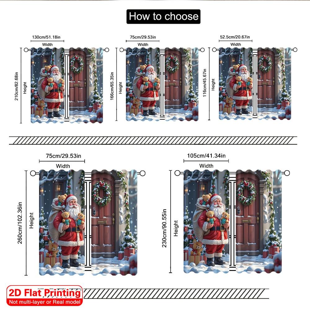 2pcs 2D flat printing Merry Christmas Curtains Santa Claus Christmas Gift Toys Polyester Without Electricity Spring Perfect for