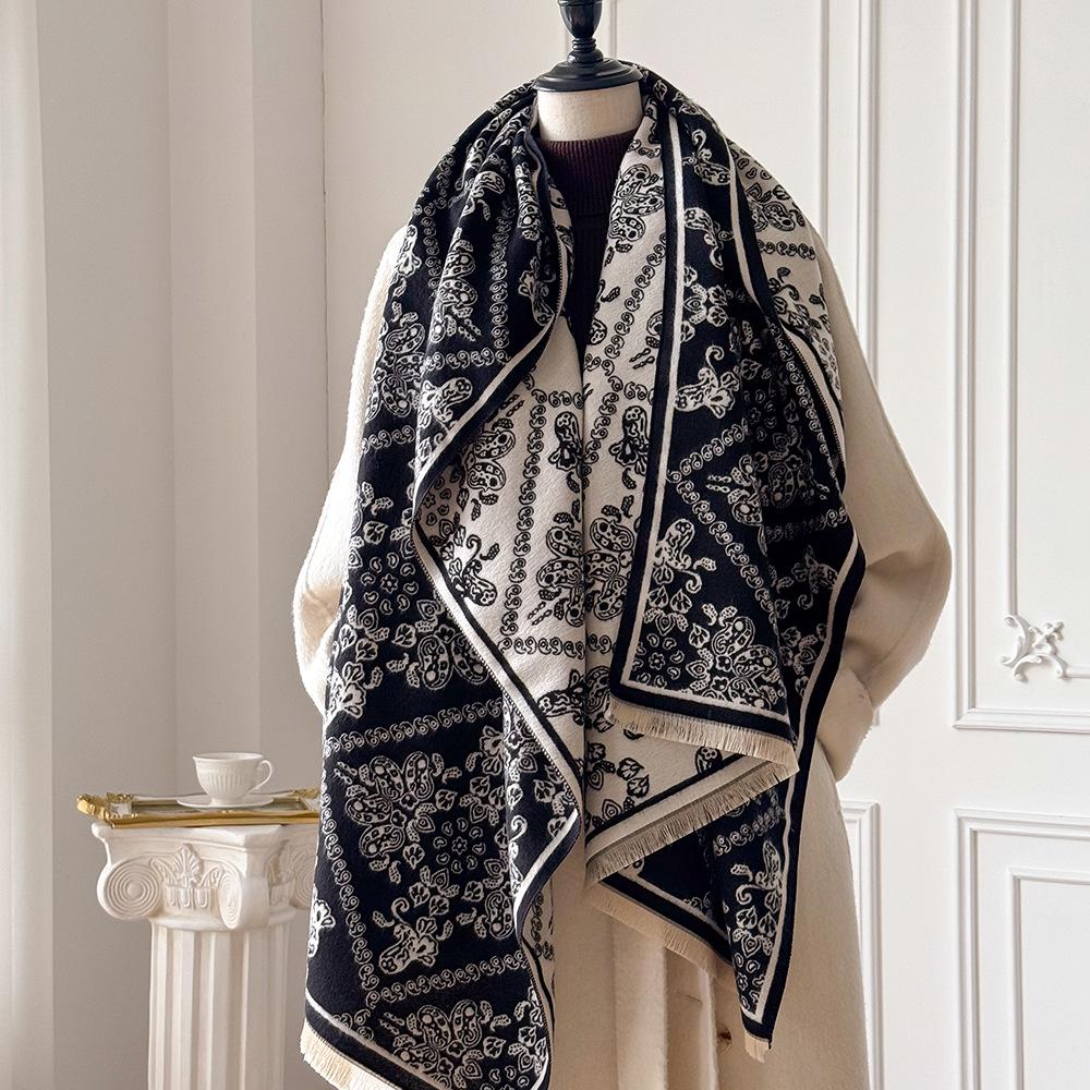 Light luxury imitation cashmere shawl women's clothing with large scarf party shawl air-conditioned room warm scarf blanket