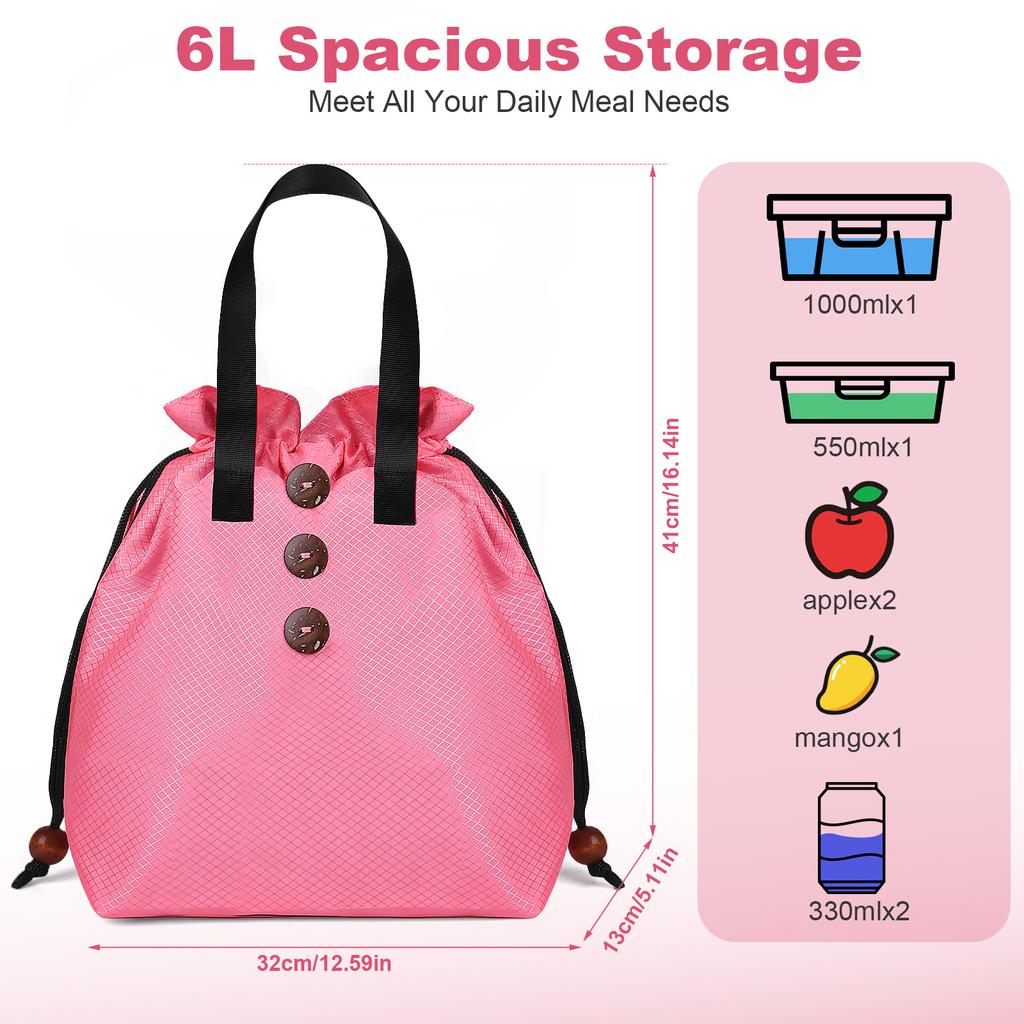New Nylon Handheld Lunch Bag Simple Modern Style Insulated Lunch Bag Multi-color