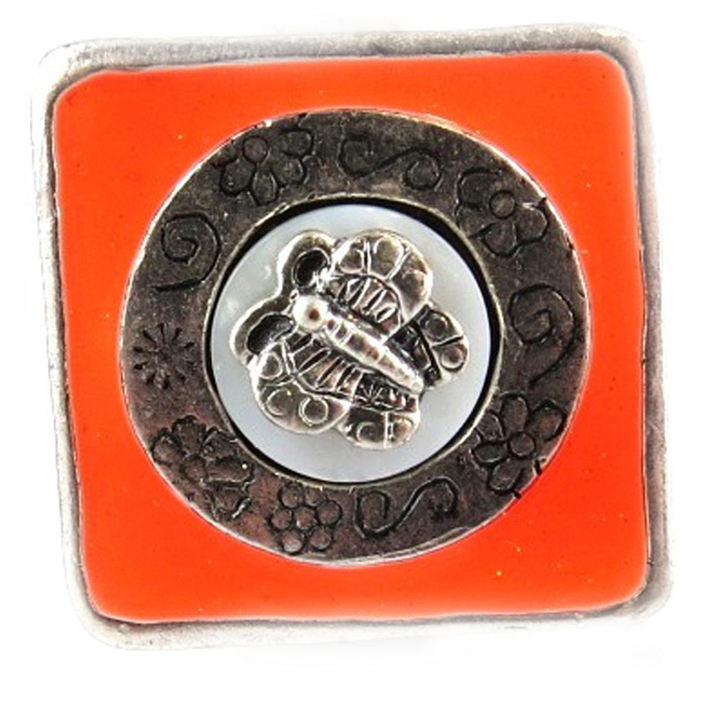 Les Trésors De Lily [E6547] - Designer Ring 'Antique Butterflies' Orange