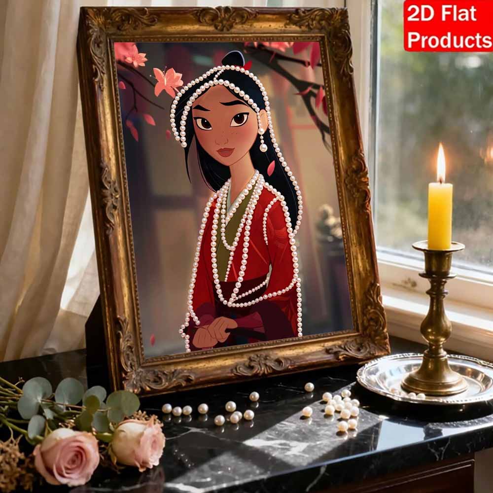 Disney Pearl Painting Pearl Aesthetic Mulan for Beginners and Adults, DIY Pearl Diamond Art Painting Kit for Home Wall Decor Gifts