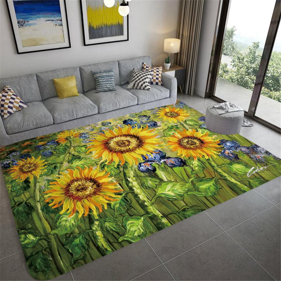Slunečnice Rostliny v květináčích Retro koberec Moderní obývací pokoj Pohovka Koberce Dekorace domova Předsíň Ložnice Koberec do koupelny Rohož ke vchodovým dveřím