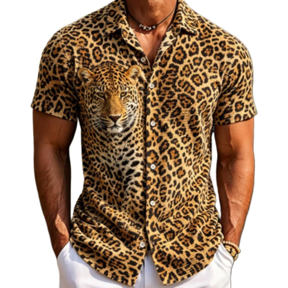 Homewear Men's Shirts Beast Wolf Tiger Leopard Printed Short Sleeved Shirts Summer Men's and Women's Fashion Holiday Shirt