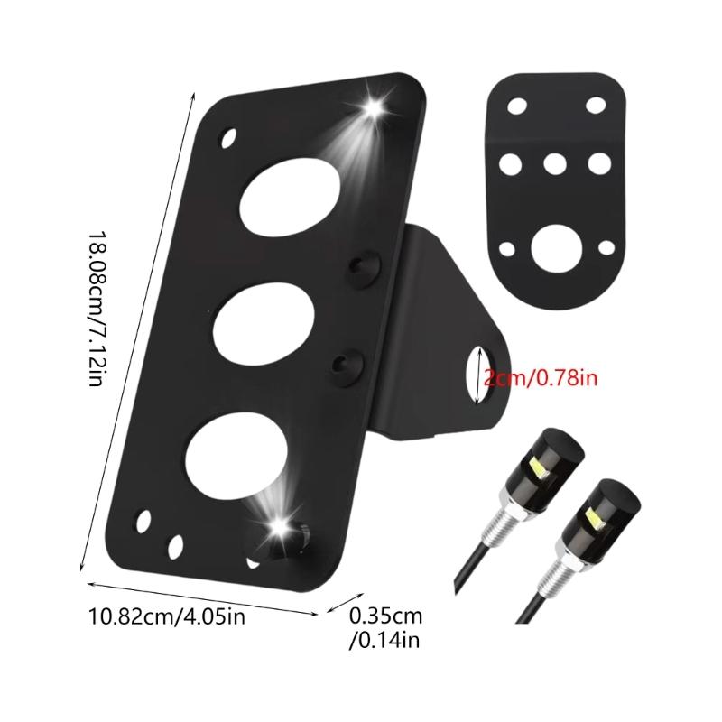 Motorcycle License Plate Bracket Taillight Fixed Number Plate Frame Holder Light Mount with LED Light