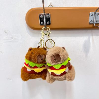 Ugly Cute Burger Capybara Dinosaur Plush Pendant Schoolbag Couple Keychain Boutique Doll Grab Machine Doll