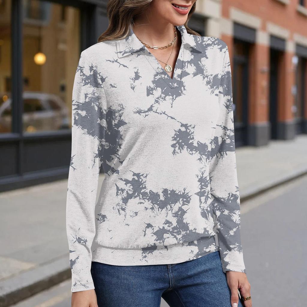 Women's retro printed fashionable long-sleeved top