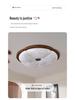 Chinese Style Walnut Wood Grain Ceiling Light for Study or Master Bedroom, Retro Wabi-Sabi Design, Eye Protection