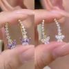 Niche Design Purple Crystal Butterfly Stud Earrings: Exquisite, Fashionable, Versatile High-End Jewelry for Women