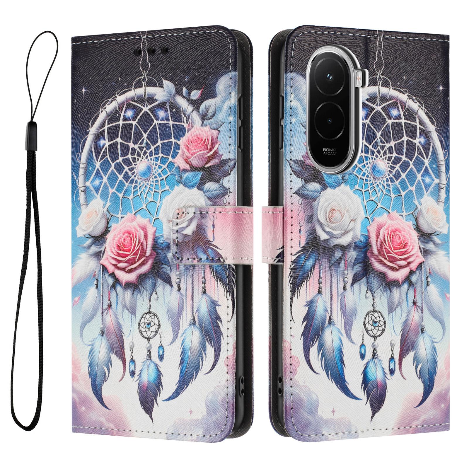 

Для Xiaomi Poco M7 4G (169мм) Чохол-гаманець з друком візерунка, PU шкіра, чохол для телефону зі шнурком