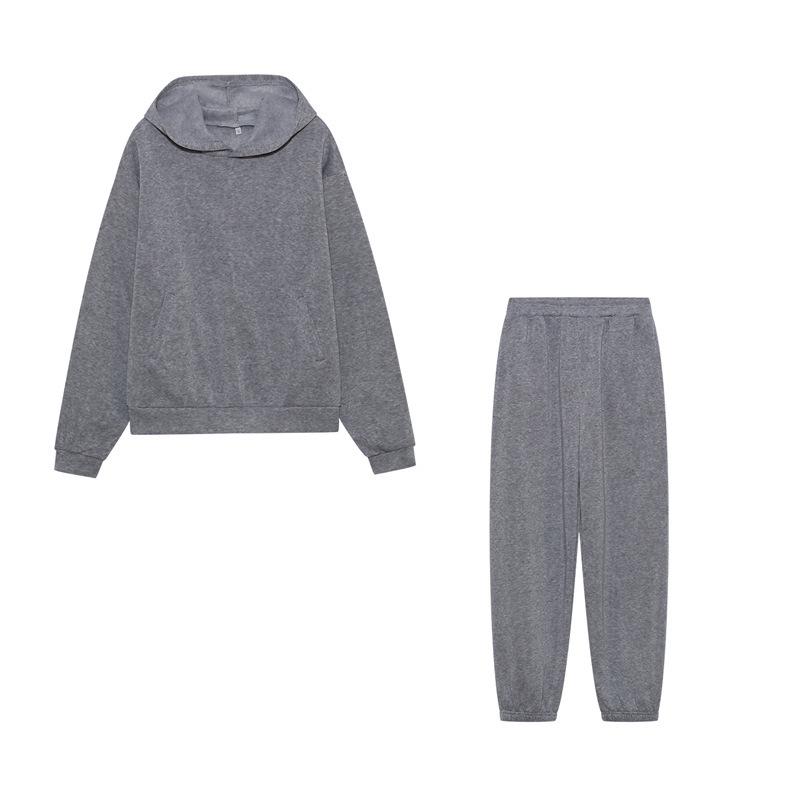 Women's Autumn Casual Two-Piece Hooded Sweatshirt and Long Pants Set