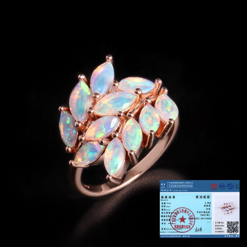 

Роскошное светлое кольцо с натуральным опалом из розового золота 925 пробы, камень, родившийся в октябре, из серебра, ювелирные украшения, подарок на годовщину и свадьбу для женщин US RING SIZE:9# разноцветный