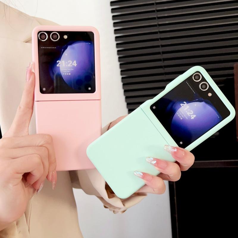 Plastic Skin Feel Protective Phone Case for Samsung Galaxy Z Flip 6 5  Flip6 Flip5 5G Large Window Hard Shell Anti Fall Cover