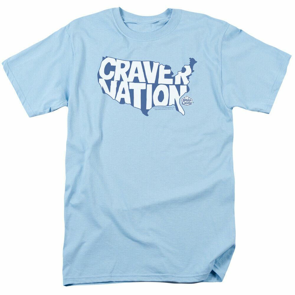 White Castle Craver Nation T Shirt Mens Licensed Hamburger Tee Light Blue XL