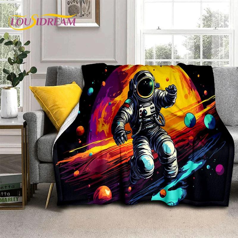 Astronaut Dream Universe Spaceman 3D Outer Space Cartoon Soft Blankets,Throw Blanket for Picnic Beds Home Bedroom Cover Kid Gift