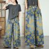 Vintage Style Flowers Denim Pants Female High Waist Loose Casual Straight Pants Summer Casual Streetwear Jean Pants