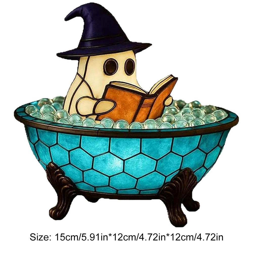 LED Halloween Ghost Night Light Battery Powered Ghost-Themed Mood Light Ghost Bathtub Accent Lamp for Home Bathroom Decor